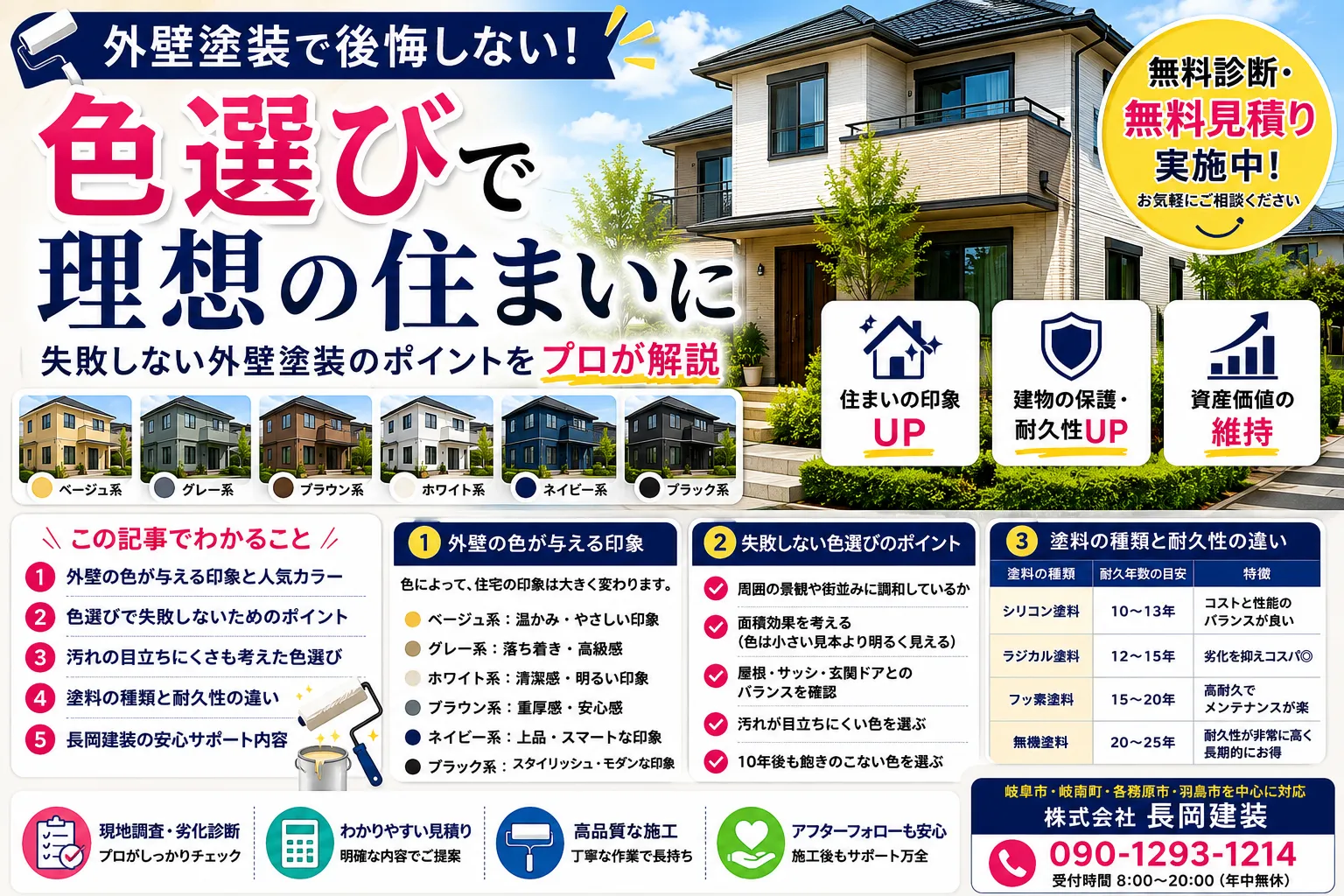 【外壁塗装は「色選び」で後悔しない!】失敗しない住宅外壁塗装のポイントをプロが解説